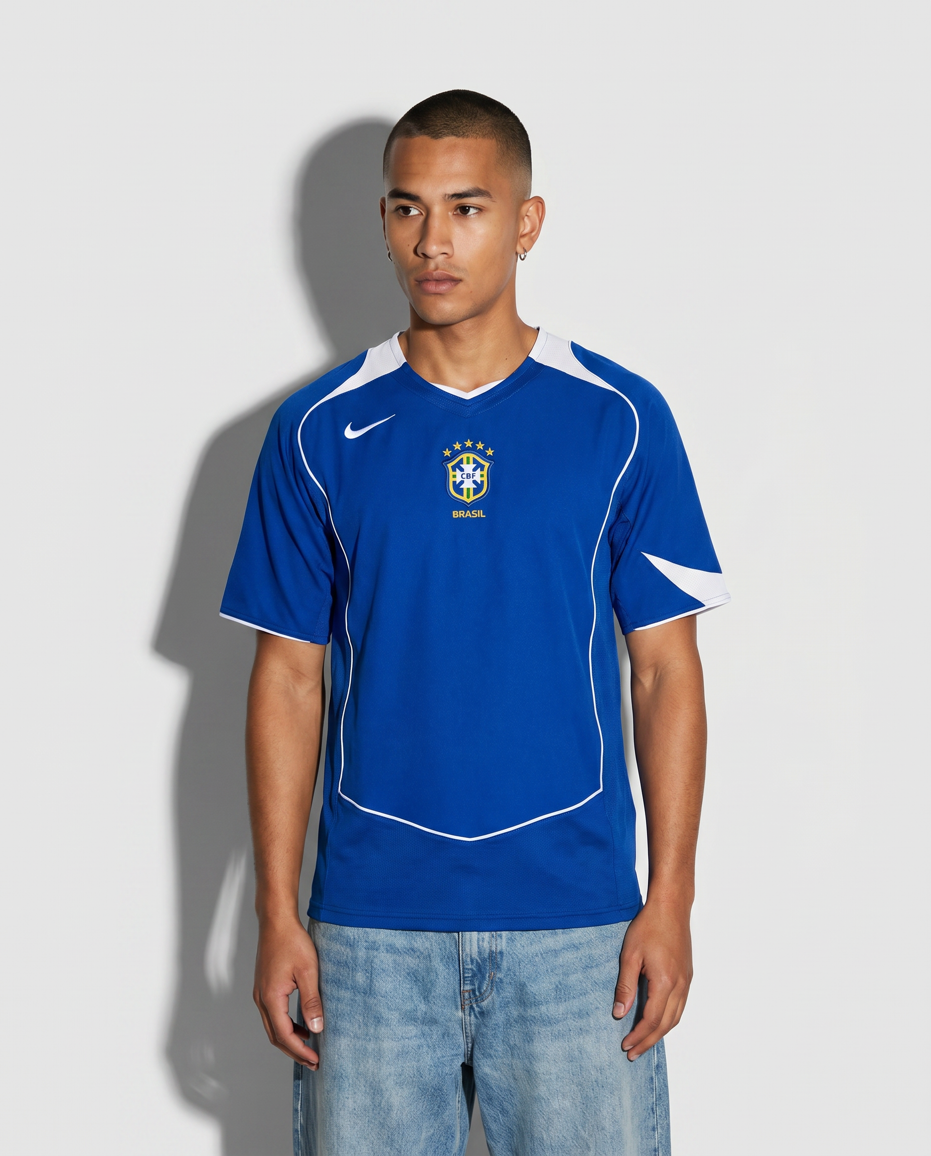 Brazil 2004 Away Retro Jersey — The Blue Seleção - Gallery 1