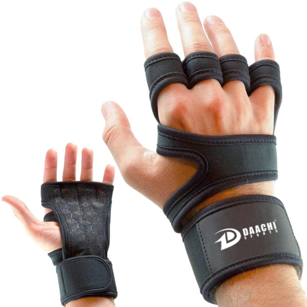 Gym Gloves for Exercise & Weightlifting with Built in Wrist Wraps in Black color. - Image 2