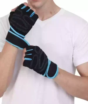 Gym Gloves for Exercise & Weightlifting with Built in Wrist Wraps in Black color.
